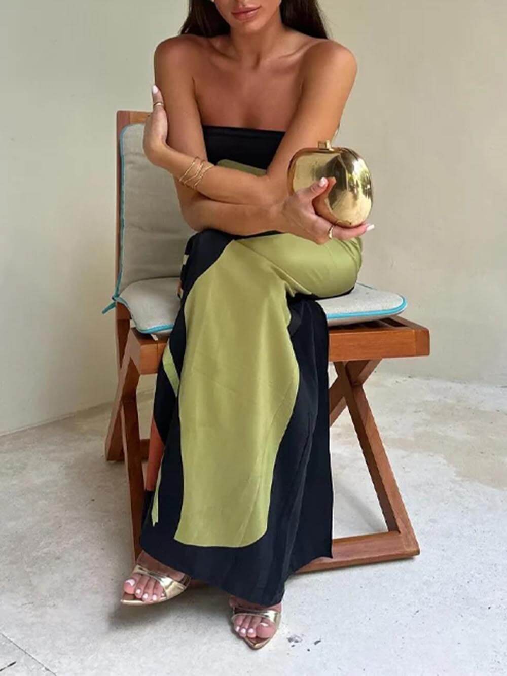 Kvinnors Maxi Sundress | Ärmös Grön
