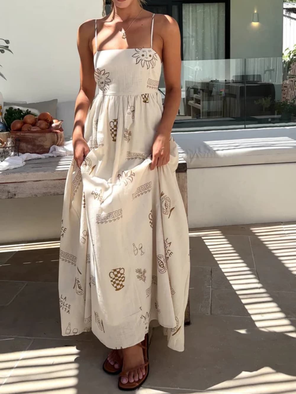 Kvinnors Maxi Sundress | Öppen Rygg
