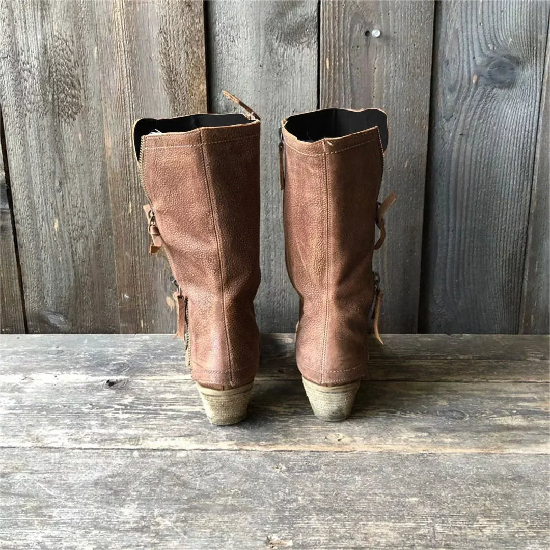 Stövlar för kvinnor | Mid-Calf Sidodragkedja Detalj