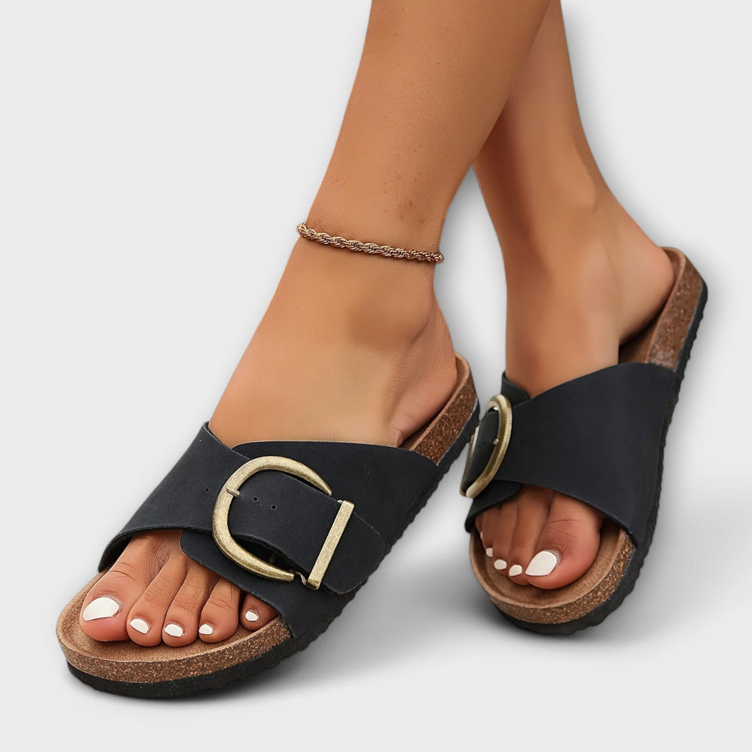 Sandaler för kvinnor | Öppen tå slide med bred enkelrem