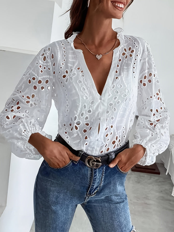 Kvinnors Blus | Broderad Långärmad