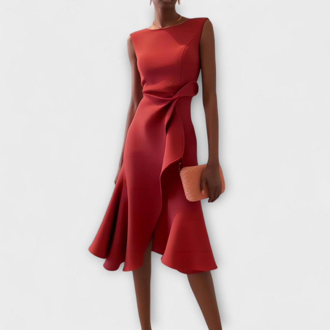 Kvinnors Cocktail Midi Klänning | Asymmetrisk Ärmlös