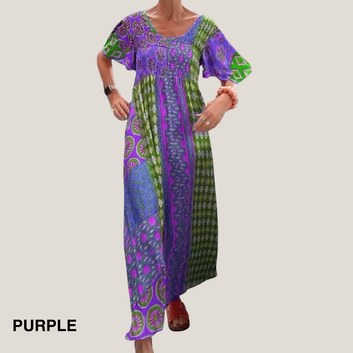 Kvinnors Klänning | Paisley Maxi Kort Ärme