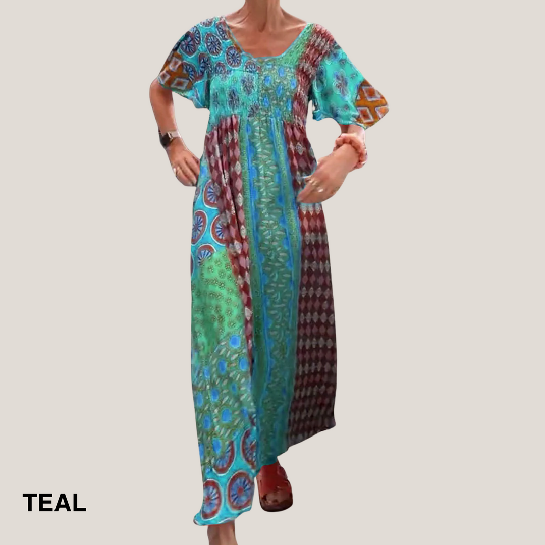 Kvinnors Klänning | Paisley Maxi Kort Ärme