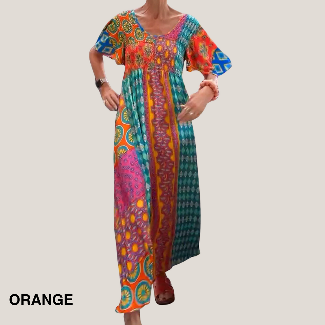 Kvinnors Klänning | Paisley Maxi Kort Ärme