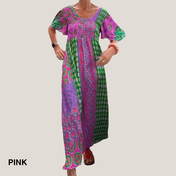 Kvinnors Klänning | Paisley Maxi Kort Ärme