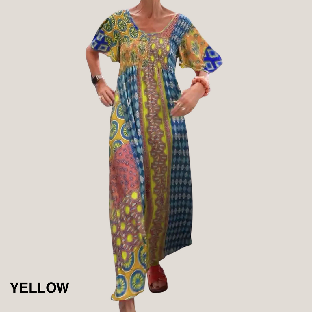 Kvinnors Klänning | Paisley Maxi Kort Ärme
