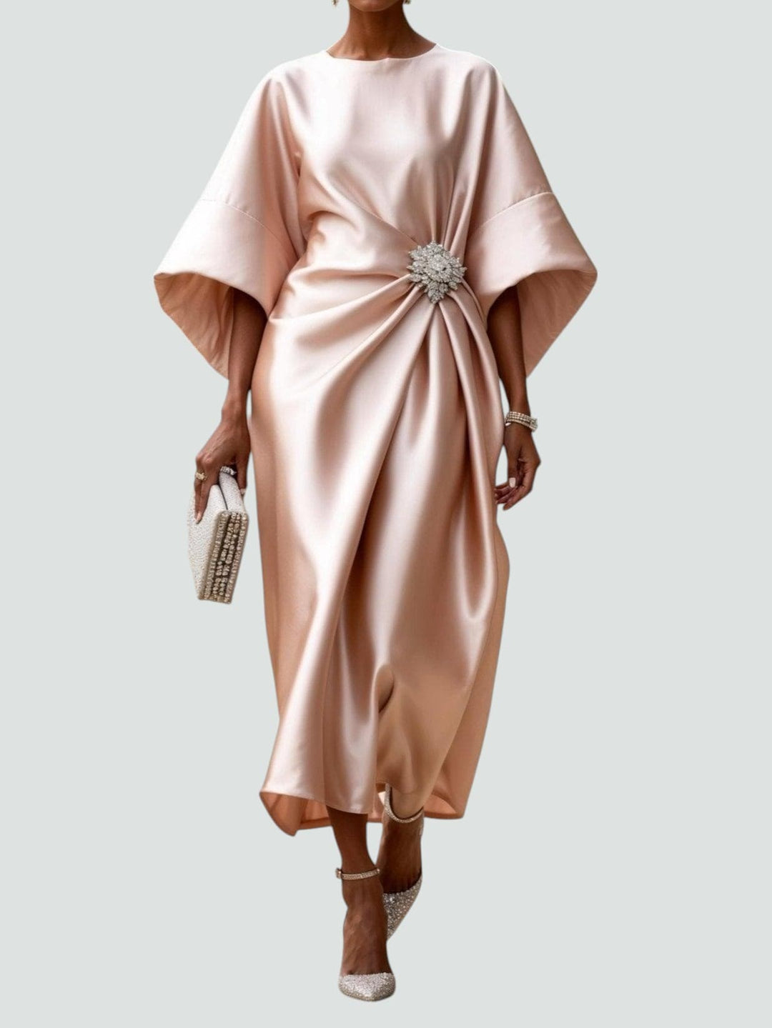 Kvinnors Klänning | Draperad Midi Batwing Ärmar