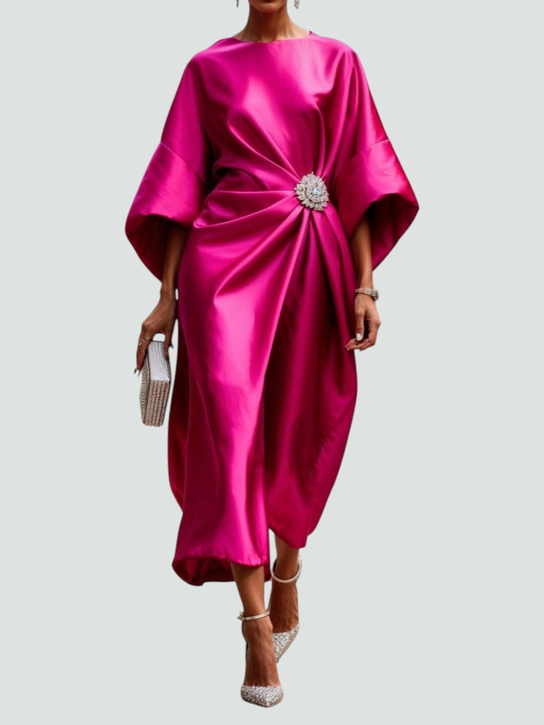 Kvinnors Klänning | Draperad Midi Batwing Ärmar