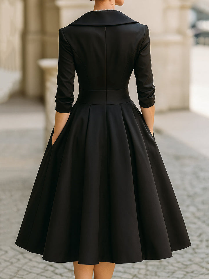 Kvinnors Cocktail Midi Klänning | A-Linje