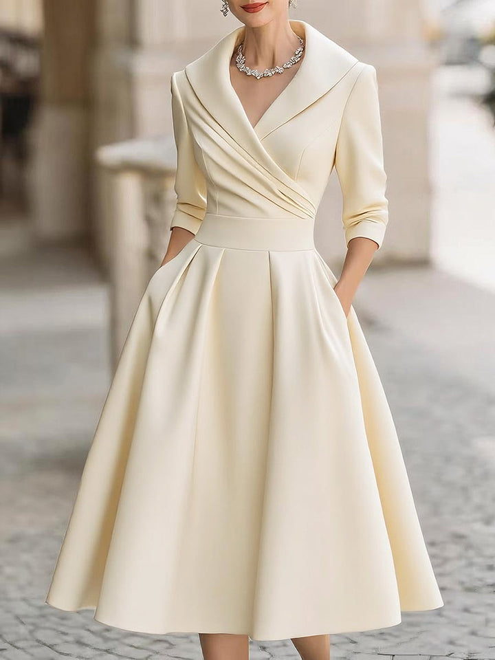 Kvinnors Cocktail Midi Klänning | A-Linje