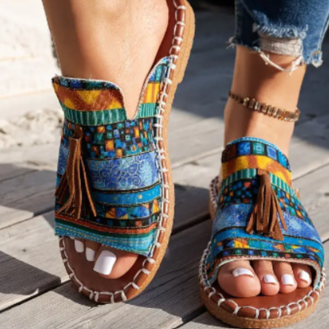 Sandaler för kvinnor | Öppen tå med fransar
