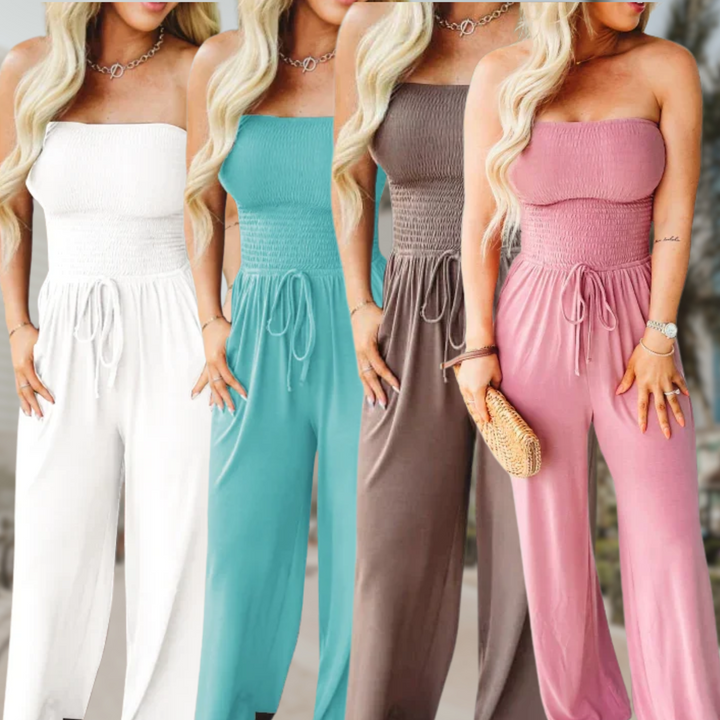 Kvinnors Jumpsuit | Strapless Wide Leg