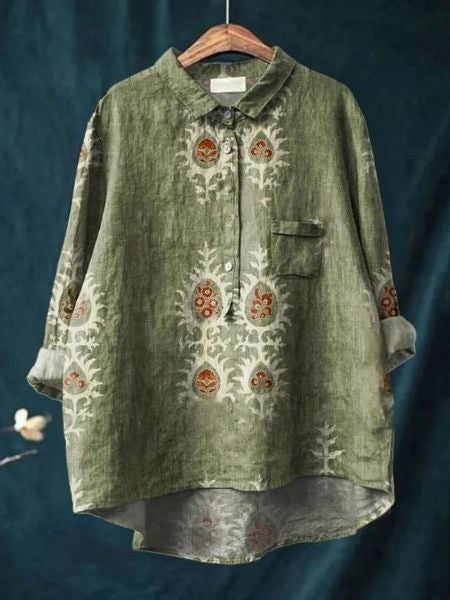 Kvinnors Blus | Knapp-Up Blommig