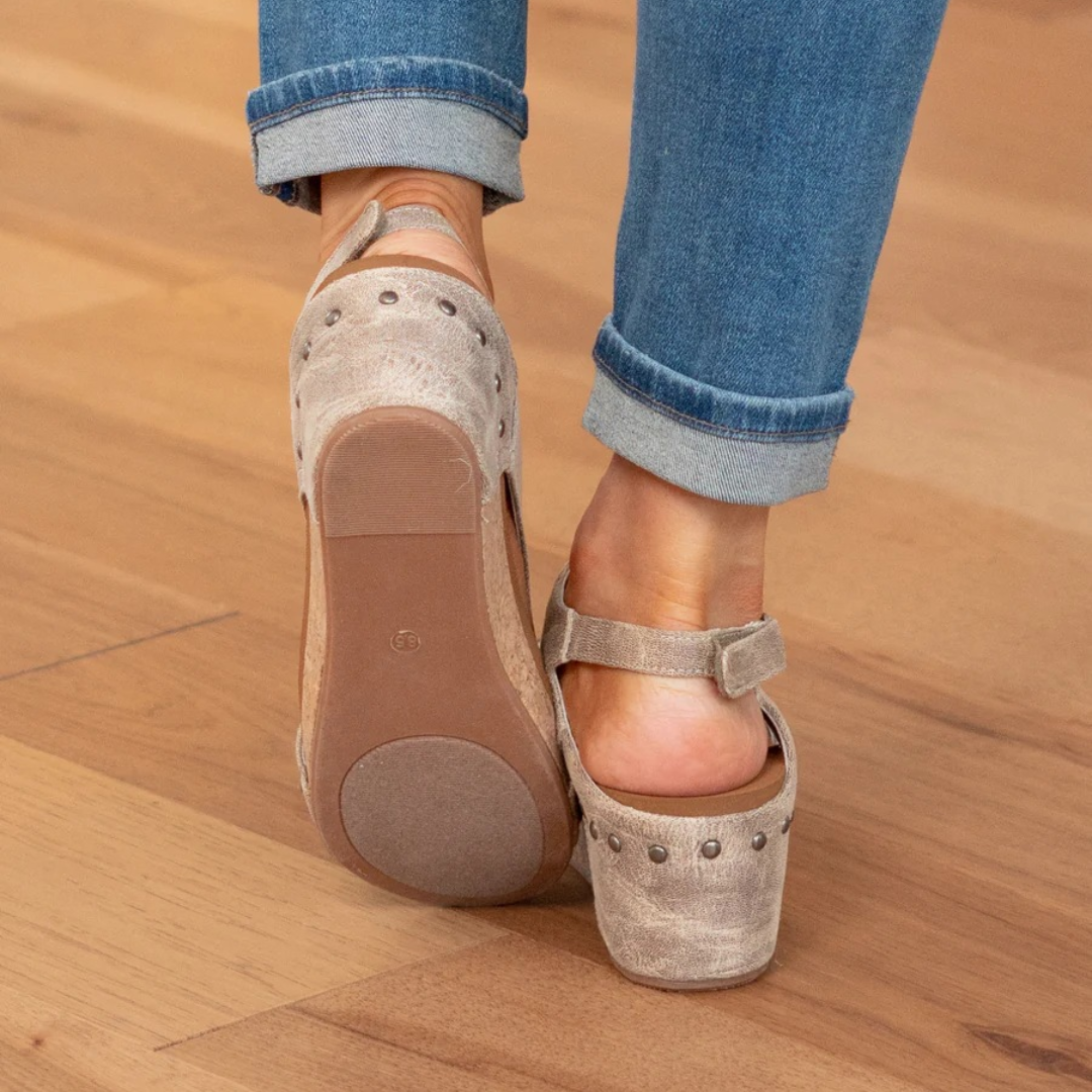 Sandaler För Kvinna | Öppen Tå Slingback Med Kilklack