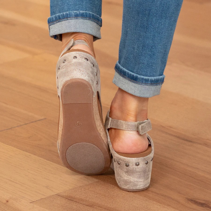 Sandaler För Kvinna | Öppen Tå Slingback Med Kilklack
