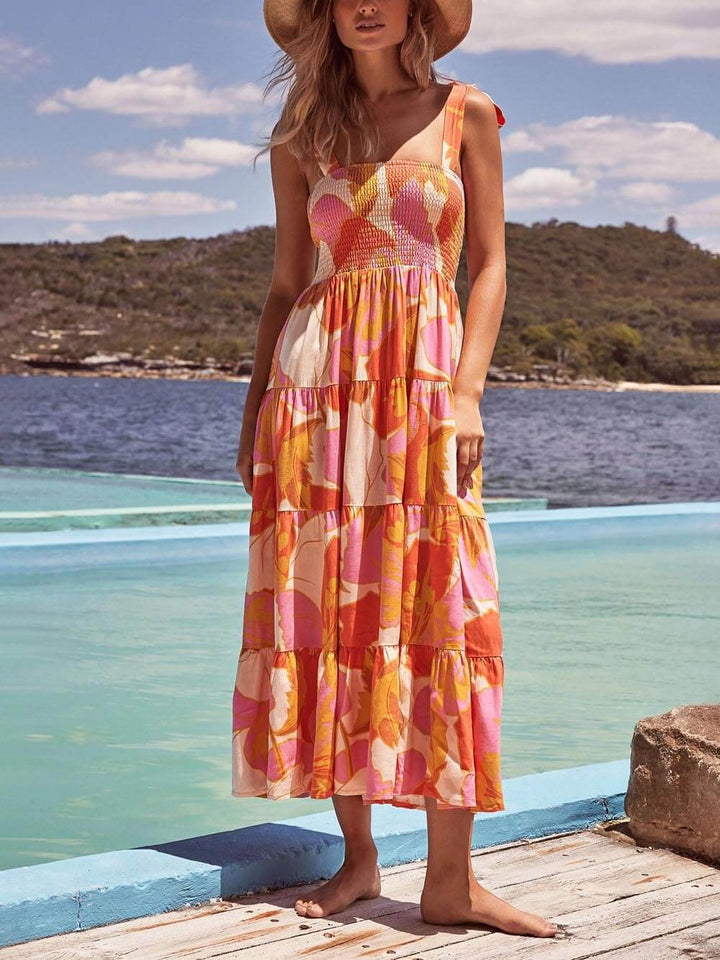 Kvinnors Midi Sundress | Halterneck utan ärmar