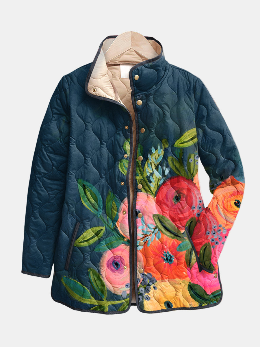 Kvinnors Jacka | Färgglad Blommig Tryck