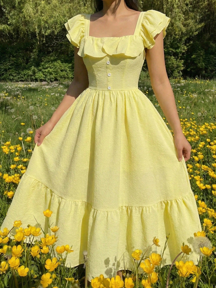 Kvinnors Cocktail Maxi Klänning | Off-Shoulder Volang