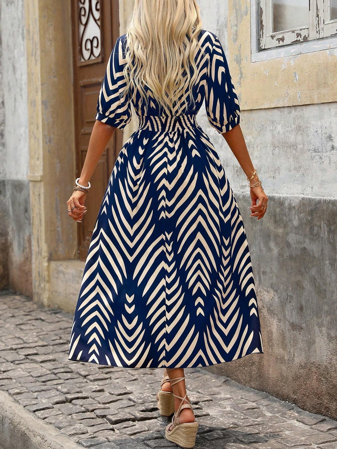 Kvinnors Boho Klänning | Geometriskt Tryck