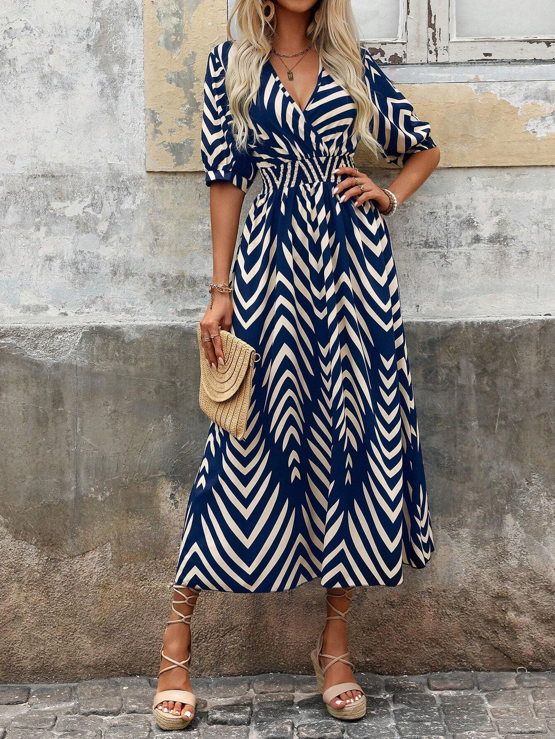 Kvinnors Boho Klänning | Geometriskt Tryck