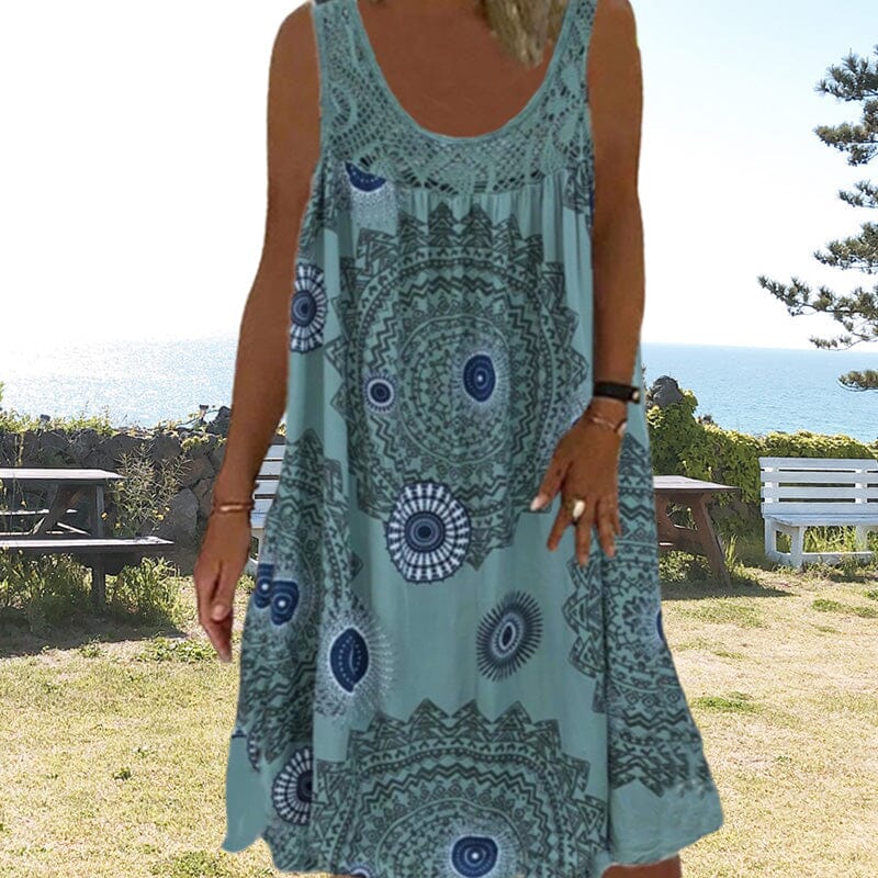 Kvinnors Sommarklänning | Geometrisk Tryck Stil Midi