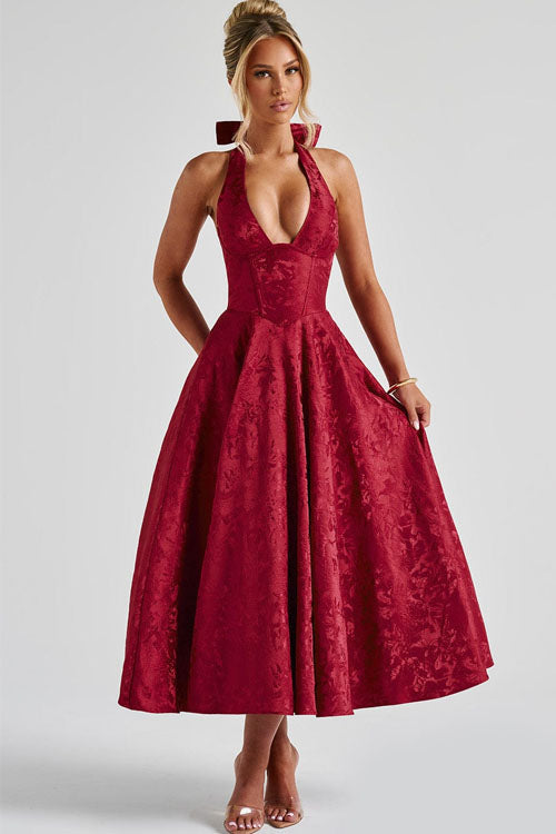Kvinnors Klänning | V-Hals Halterneck Maxi