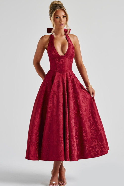 Kvinnors Klänning | V-Hals Halterneck Maxi