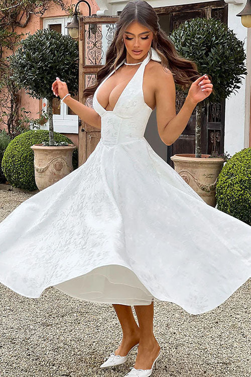 Kvinnors Klänning | V-Hals Halterneck Maxi
