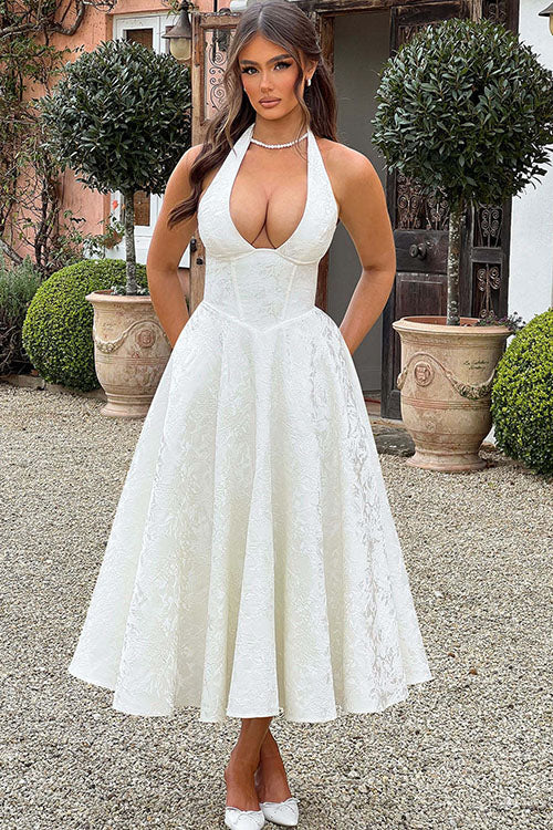 Kvinnors Klänning | V-Hals Halterneck Maxi