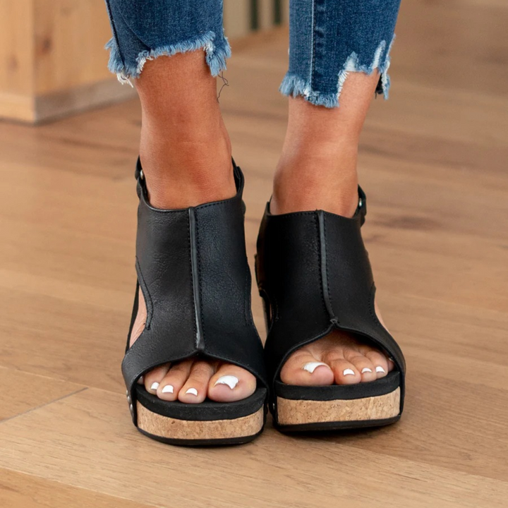 Sandaler För Kvinna | Öppen Tå Slingback Med Kilklack