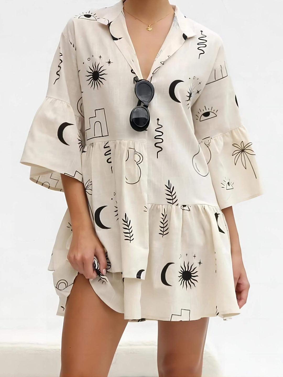 Kvinnors Mini Sundress | Botanisk Tryck