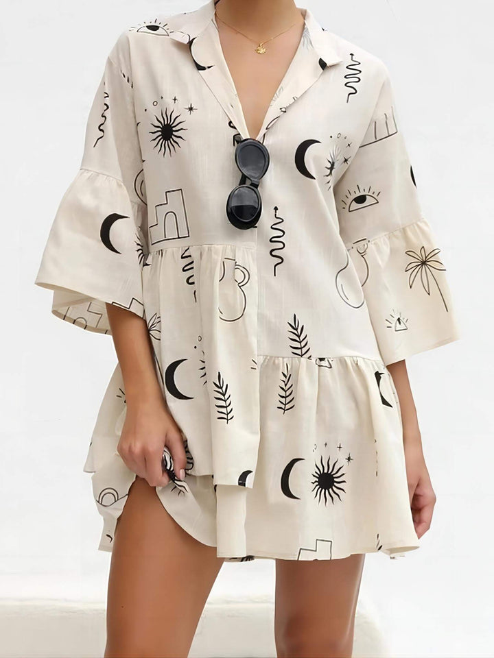 Kvinnors Mini Sundress | Botanisk Tryck