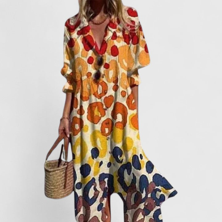 Kvinnors Boho Maxi Klänning | Botanisk Långärmad