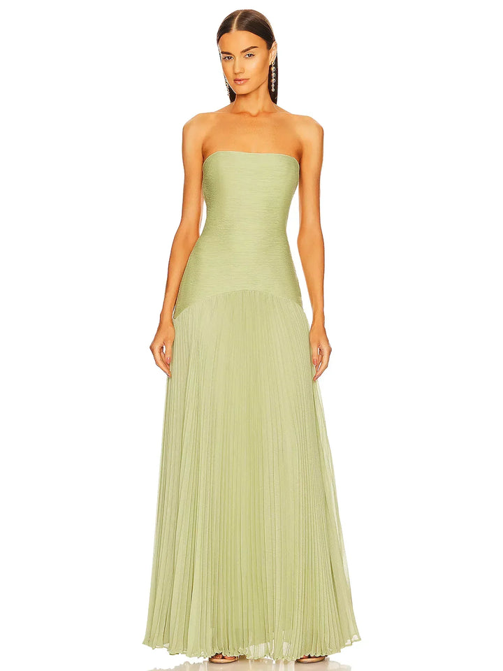 Kvinnors Maxi Sommarklänning | Off-Shoulder Plisserad