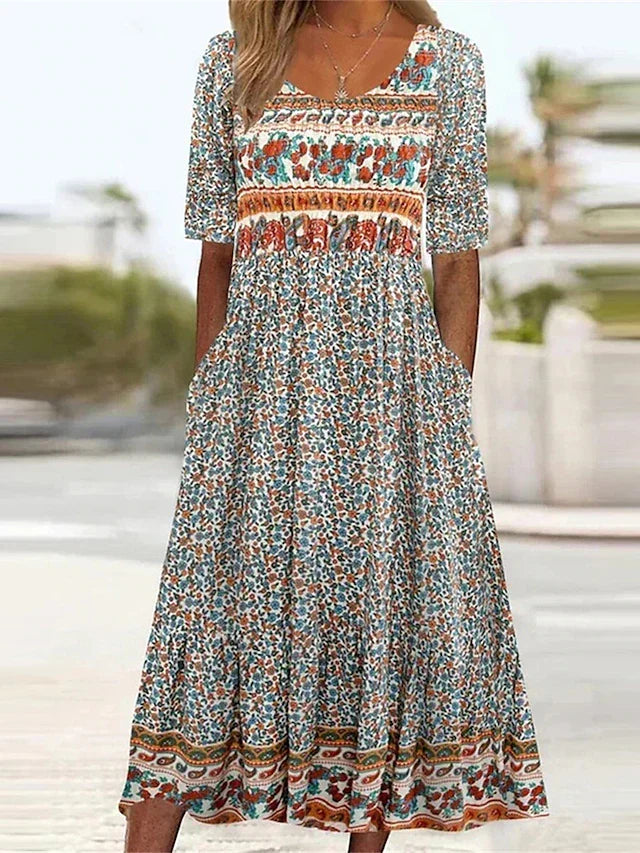 Kvinnors Klänning | Boho Tryck Midi
