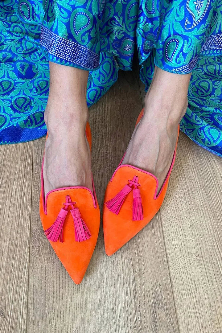 Loafers för kvinnor | Fransdetalj med spetsig tå