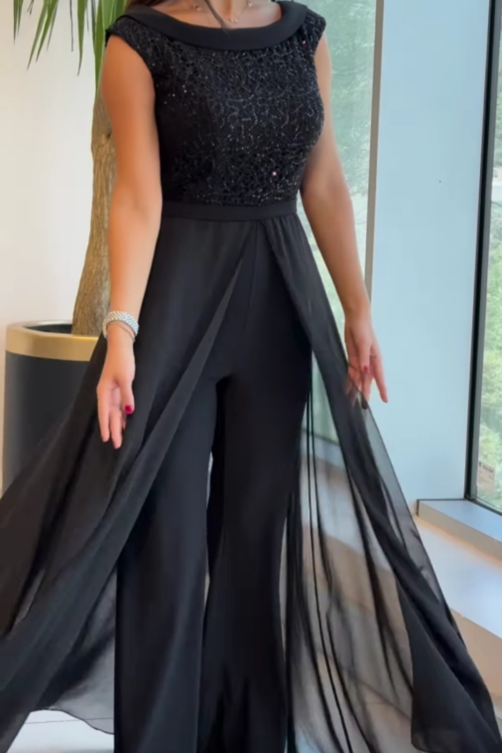 Kvinnors Jumpsuit | Ärmlös Paljettöverdrag