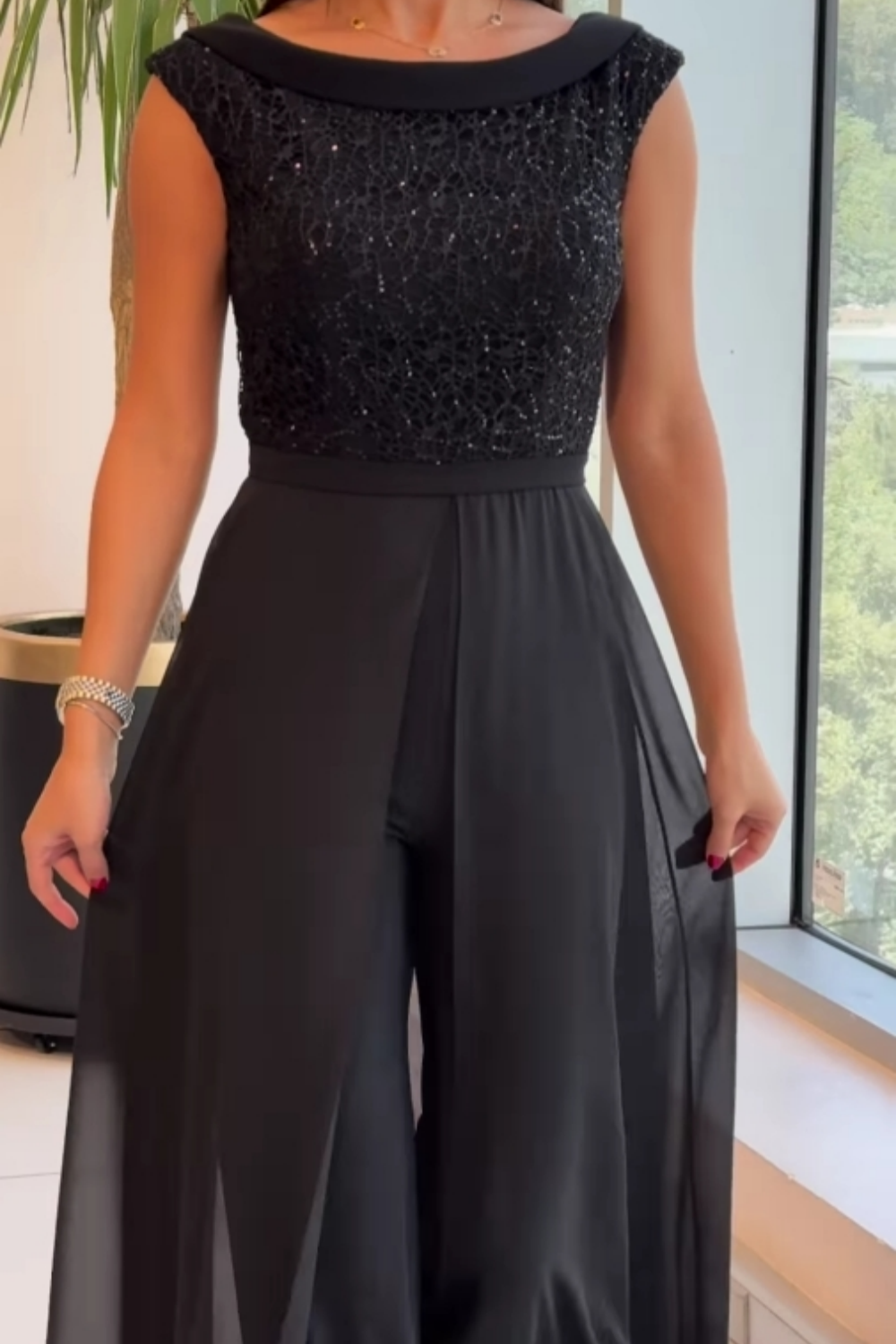 Kvinnors Jumpsuit | Ärmlös Paljettöverdrag