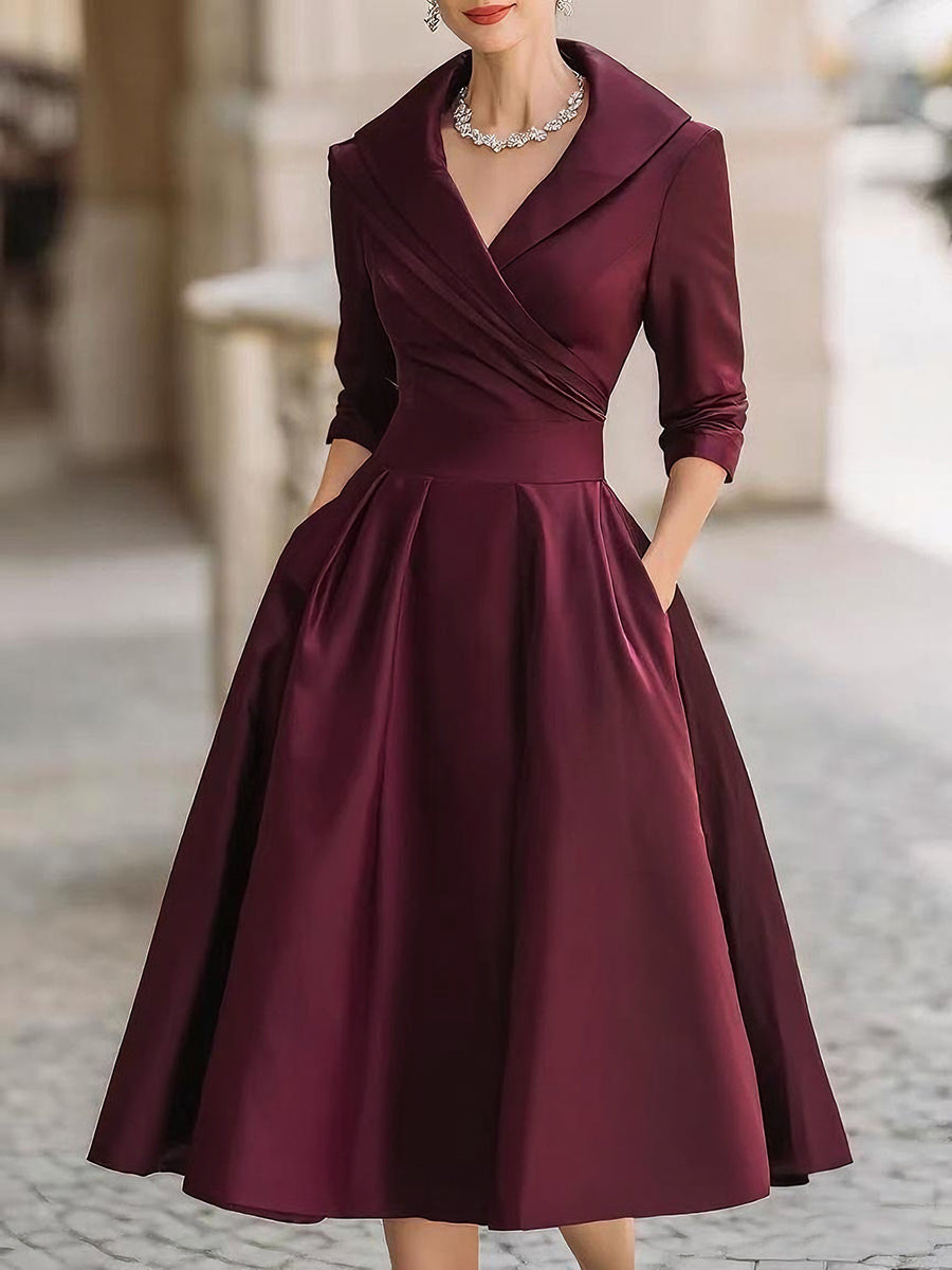 Kvinnors Cocktail Midi Klänning | A-Linje