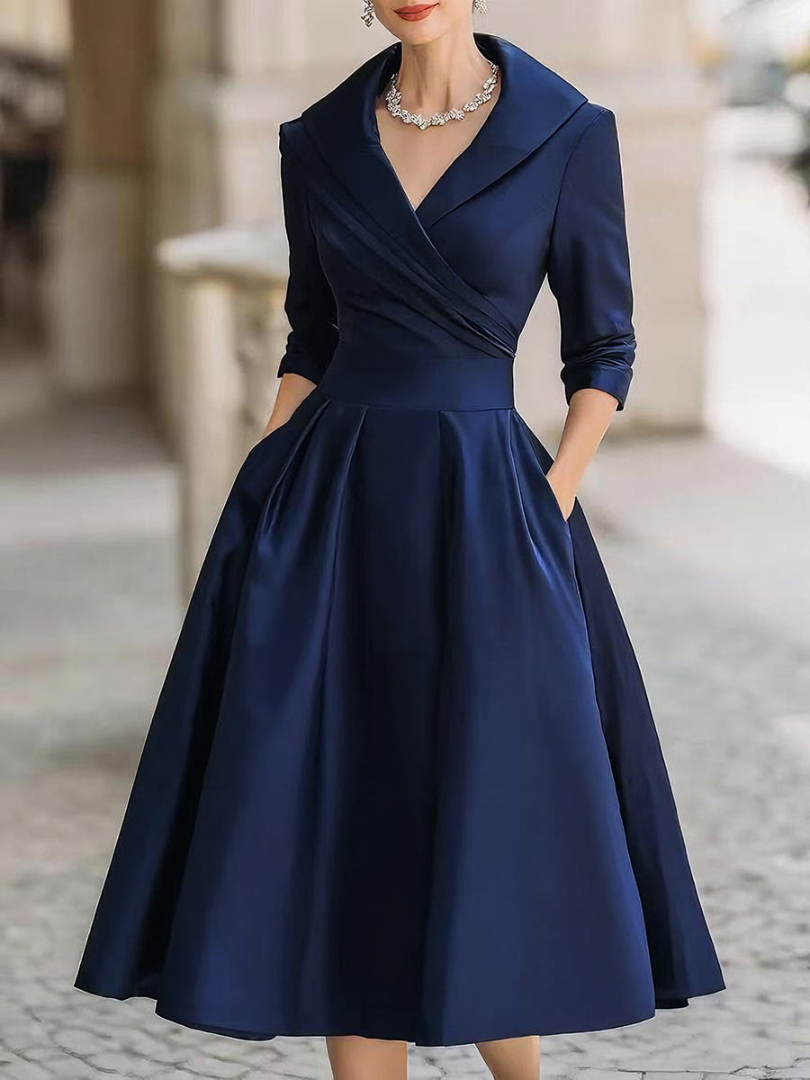 Kvinnors Cocktail Midi Klänning | A-Linje