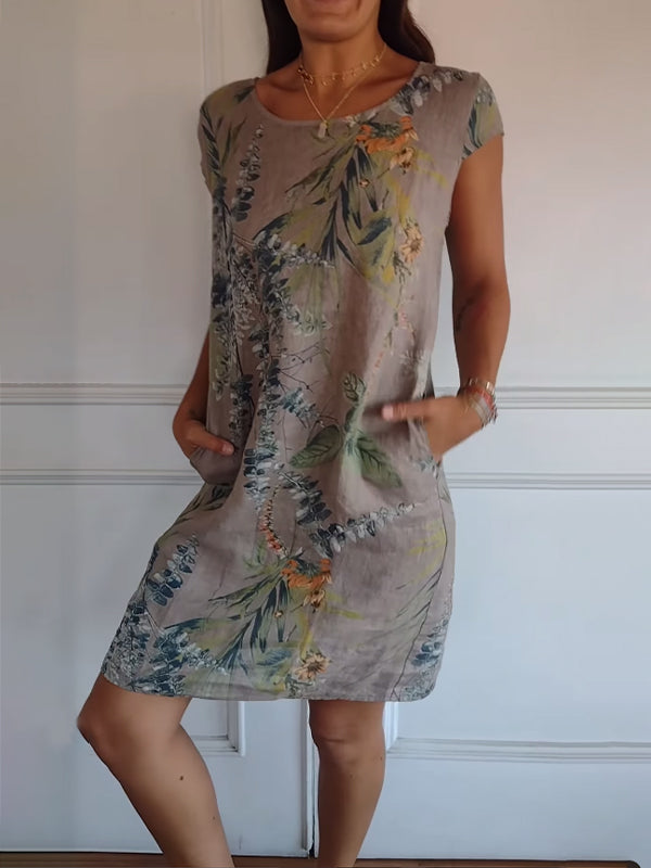 Kvinnoklänning | Botanisk Tryck Shift Mini