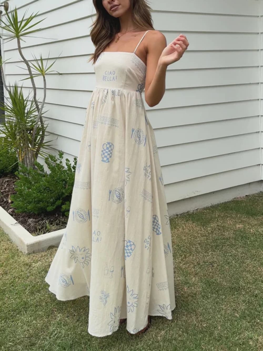 Kvinnors Maxi Sundress | Öppen Rygg