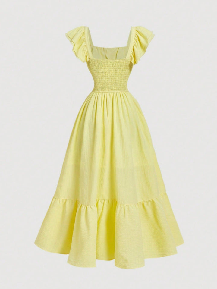 Kvinnors Cocktail Maxi Klänning | Off-Shoulder Volang