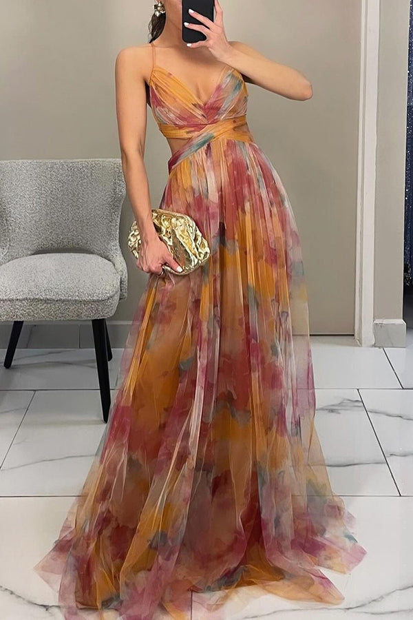 Kvinnors Klänning | V-ringad Fitted Bodice Maxi