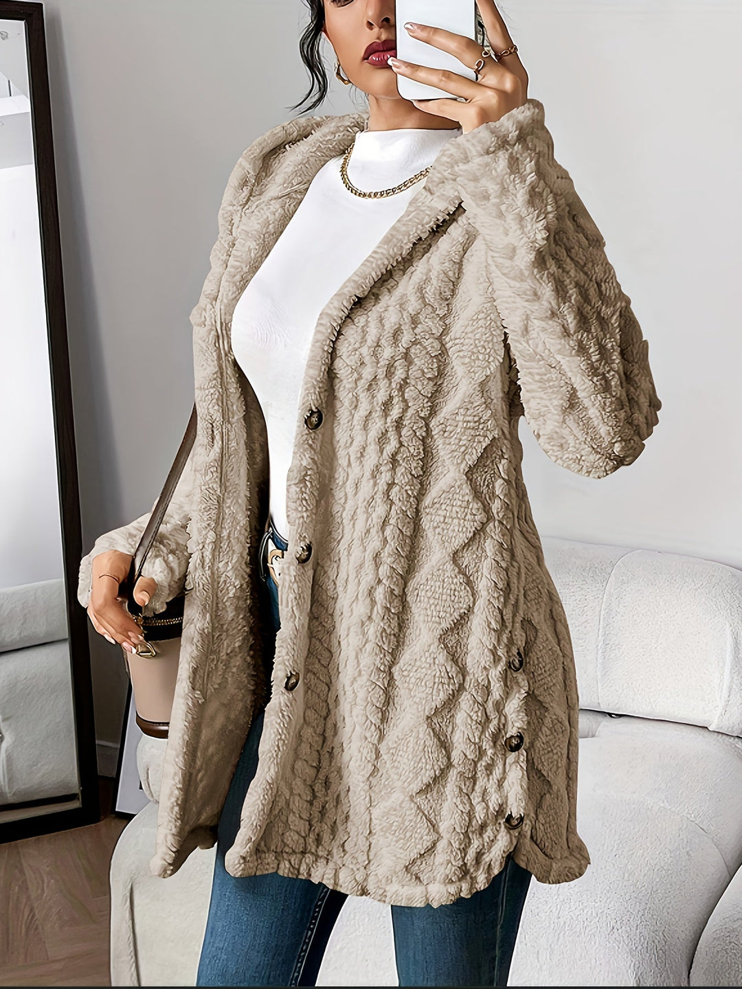 Kvinnors Kofta | Huva Casual Stil