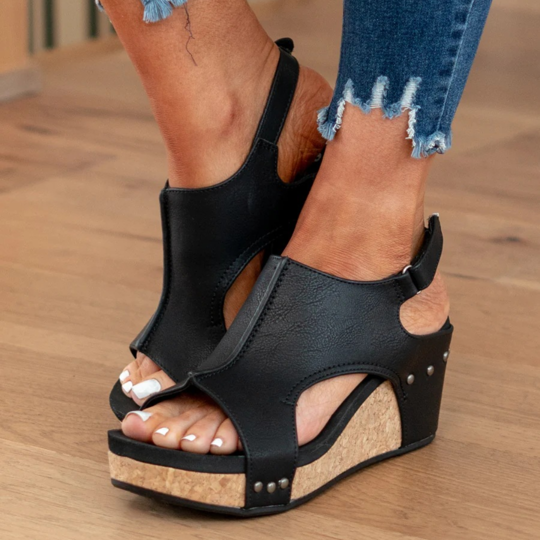 Sandaler För Kvinna | Öppen Tå Slingback Med Kilklack