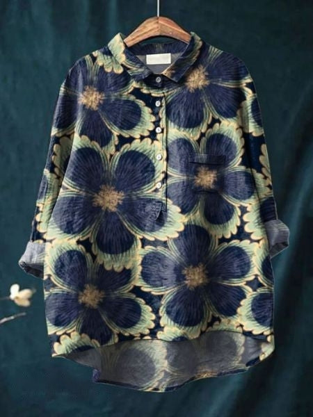Kvinnors Blus | Knapp-Up Blommig