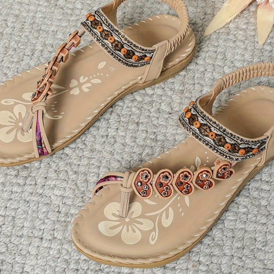 Sandaler för kvinnor | Dekorativ rem med platt sula