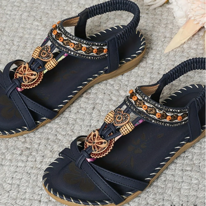 Sandaler för kvinnor | Dekorativ rem med platt sula